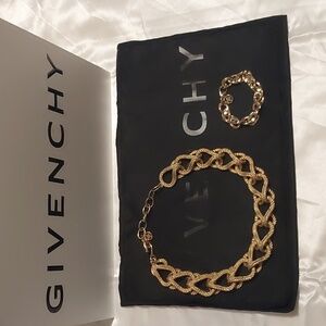 Authentic Vintage Givenchy Gold Woven Rope Necklace & Bracelet Set